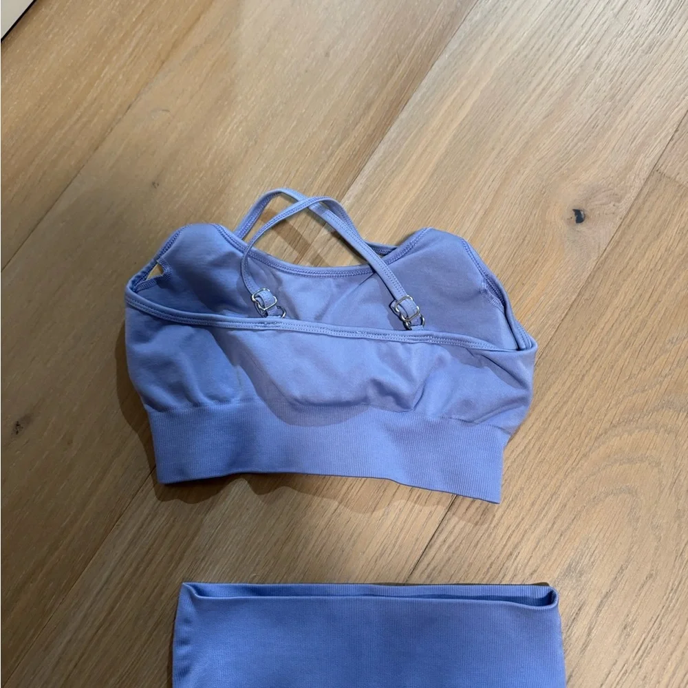 Bo+Tee Light blue Sports Bra and Leggings Set - Picture 4 of 5